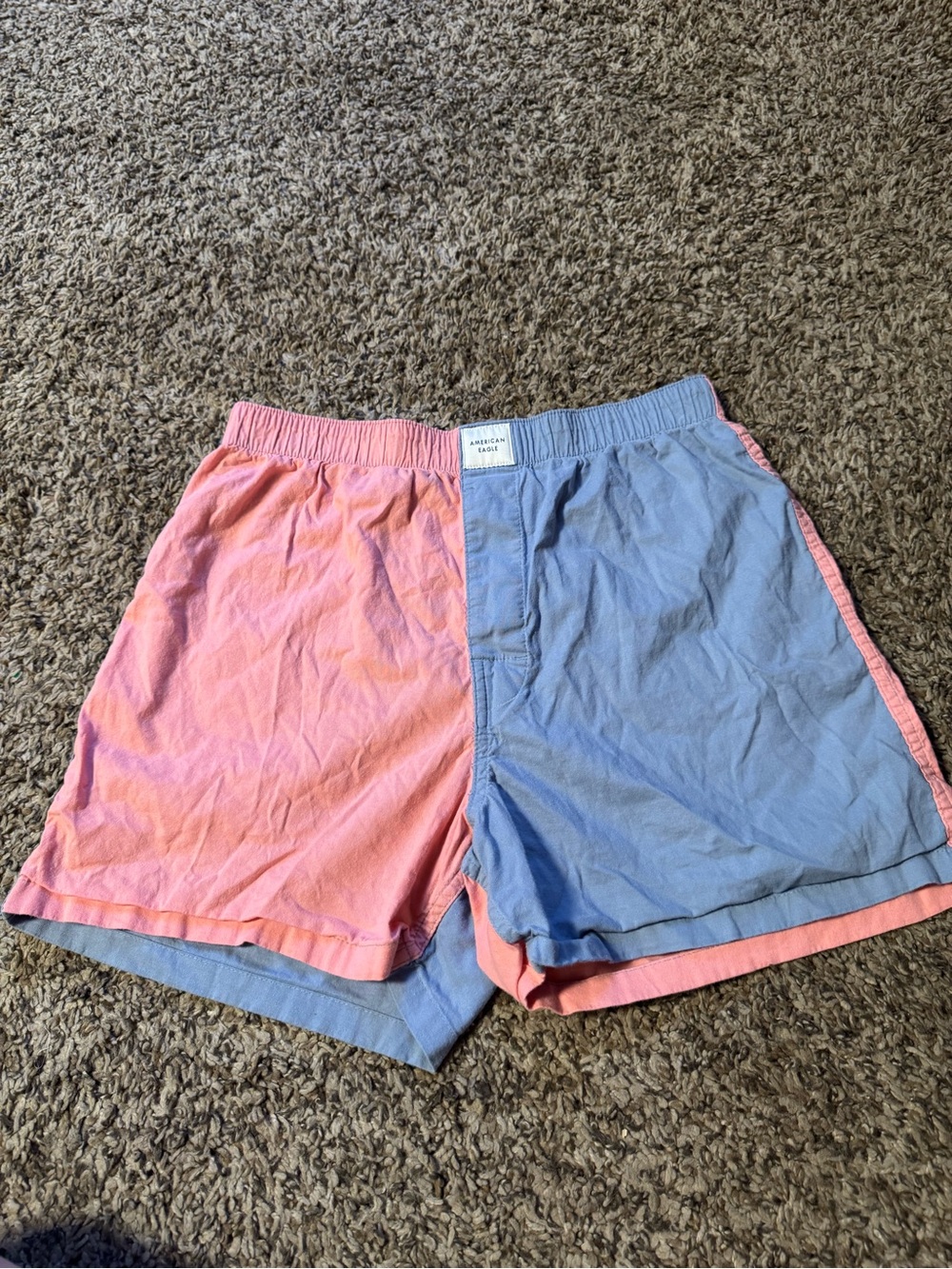 American Eagle Outfitters Pink and Light Blue Colorblock Boxer Shorts